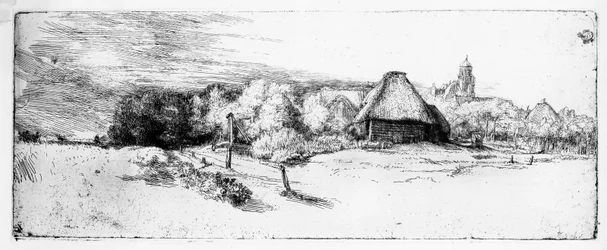 Landschaft mit einem Turm, ca. 1651